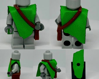 Set of 2 - Custom Poncho cloth with Lego messenger bag Jyn Erso style for Lego minifigures Star Wars castle variety of colors