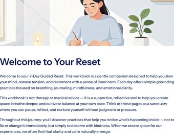 Anxiety Relief Workbook – 7 Day Reset to Calm Your Mind (Printable PDF)