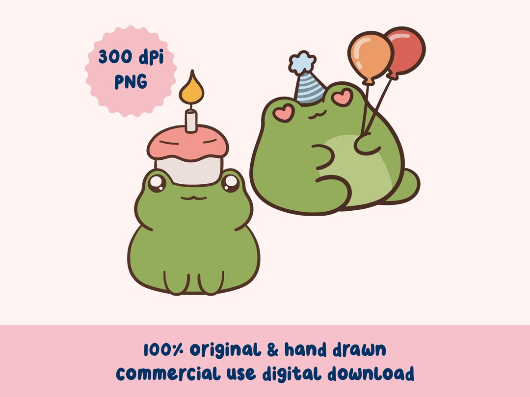 Cute Birthday Frog Clipart Bundle, Silly Animal Happy Bday Artwork PNG ...