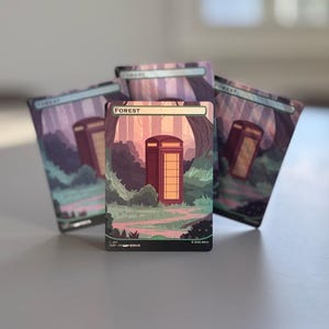 Full Art Forest MTG Proxy Card, Surge Foil Custom Basic Land for Commander