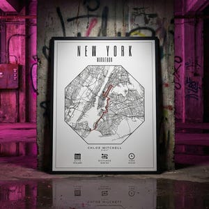 Personalised Marathon Map Print: Custom Race Gift for Barcelona or Any Run