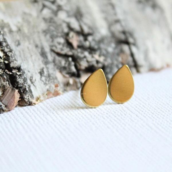 Smooth Teardrop Earring Studs in Multiple Finishes, Stainless Steel Posts