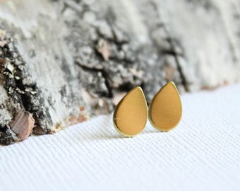 Smooth Teardrop Earring Studs in Multiple Finishes, Stainless Steel Posts