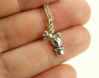 Prickly Pear Cactus Necklace in Sterling Silver