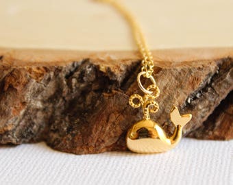 Happy Whale Necklace, Available in Sterling Silver and Gold Vermeil and Gold Filled