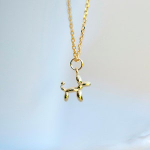 Tiny Balloon Animal Dog Necklace, Available in Silver, Gold, and Rose Gold