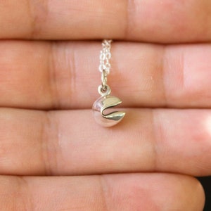 Tiny Fortune Cookie Necklace in Sterling Silver