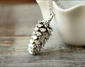 Pinecone Necklace, Giant Pinecone - Available in Aged Brass, Antiqued Silver, Gold, and Silver