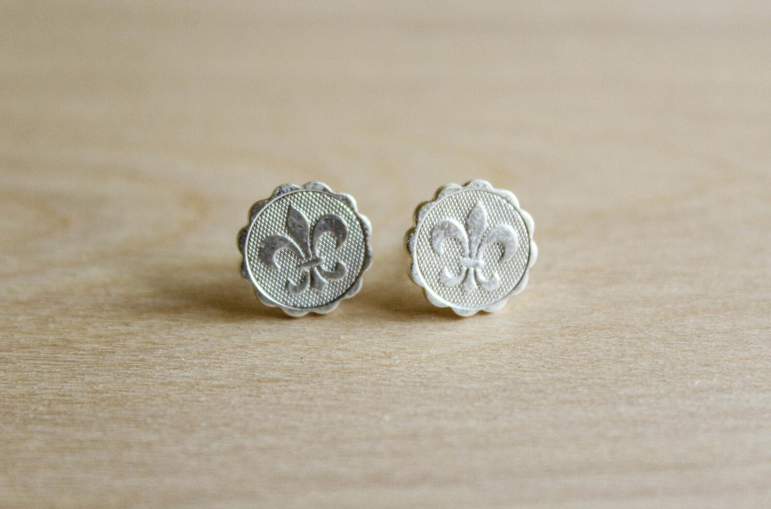 Fleur De Lis Earring Studs Available in Raw Brass or Silver Etsy