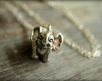 Baby Elephant Necklace in Sterling Silver