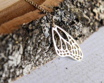 Monarch Butterfly Wing Necklace in Sterling Silver