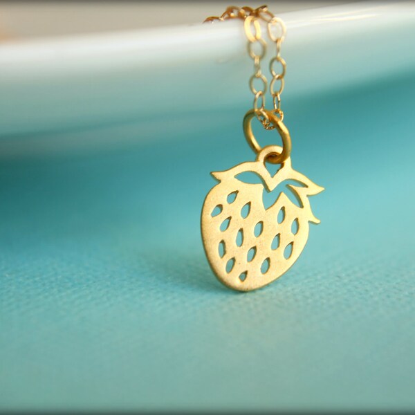 Strawberry Necklace, Available in Sterling Silver or Vermeil and Gold Filled