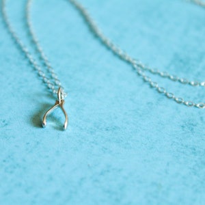 Tiny Wishbone Necklace, Available in Sterling Silver and in Bronze / Gold image 4