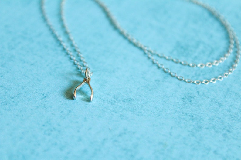 Tiny Wishbone Necklace, Available in Sterling Silver and in Bronze / Gold image 4