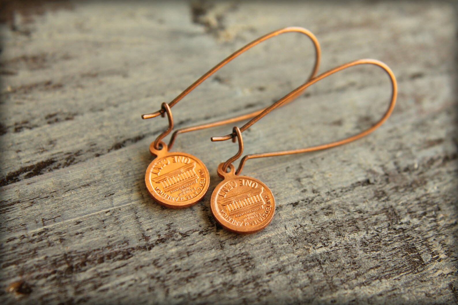 Tiny Copper Penny Earrings Etsy