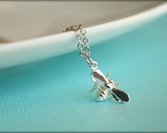 Flying Bee Necklace, Available in Silver or Gold