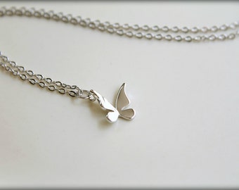Simple Folded Butterfly Necklace, Available in Silver and Gold