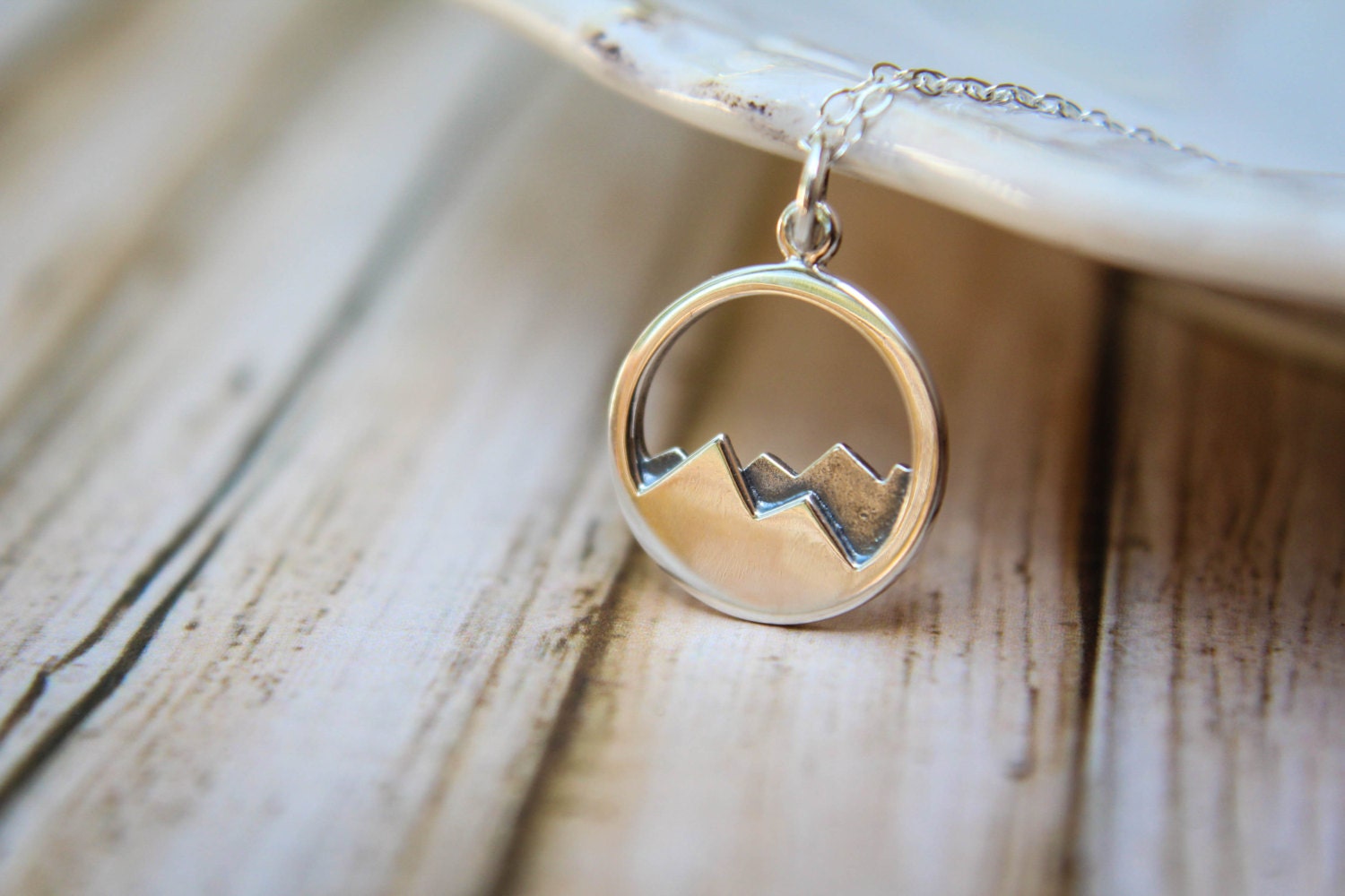 Goldtone Plated Sterling Silver Mountain Range Pendant Necklace main image 1