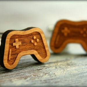 Video Game Controller Cuff Links, Laser Cut Wood, Groom Groomsmen Gift, Gamer Coder Fathers Day Gift, Sustainable Wood, Laser Etched