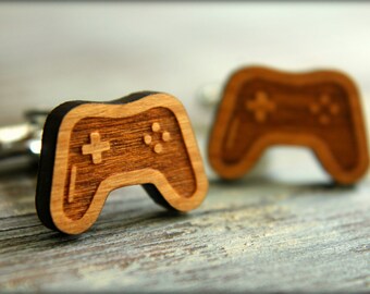 Video Game Controller Cuff Links, Laser Cut Wood, Groom Groomsmen Gift, Gamer Coder Fathers Day Gift, Sustainable Wood, Laser Etched