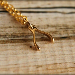 Tiny Wishbone Necklace, Available in Sterling Silver and in Bronze / Gold image 3