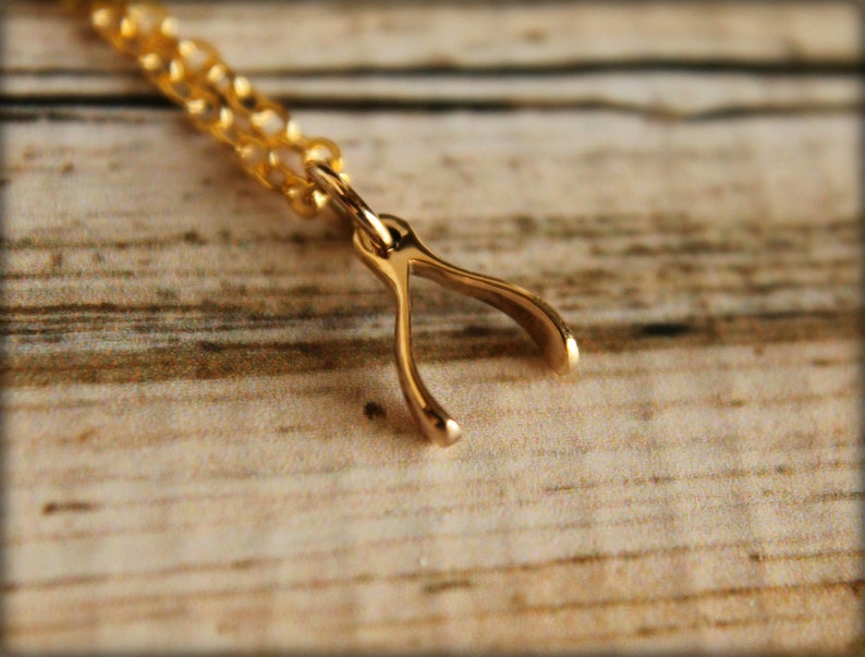 Tiny Wishbone Necklace, Available in Sterling Silver and in Bronze / Gold image 3