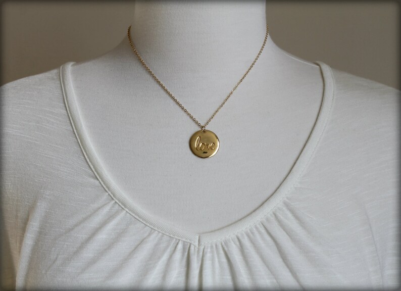 Stamped Love Necklace Available in Silver Gold and Rose Etsy