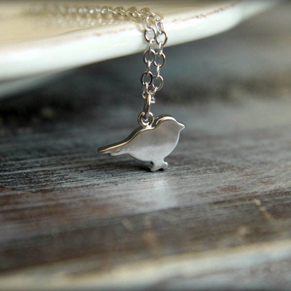 Standing Sparrow Necklace, Available in Silver and Gold