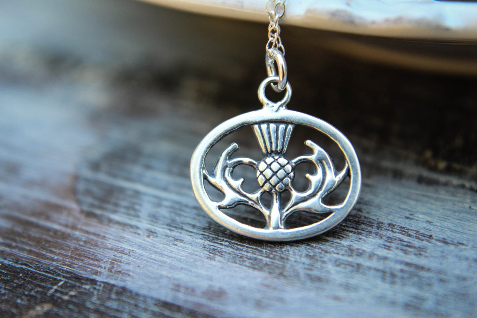 Scottish Thistle Necklace in Sterling Silver Etsy