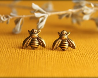Bee Earrings, Available in Multiple Colors, Honeybee Bumblebee Earring Studs, Save the Bees, Earthy Nature Inspired, Bee Jewelry Accessory