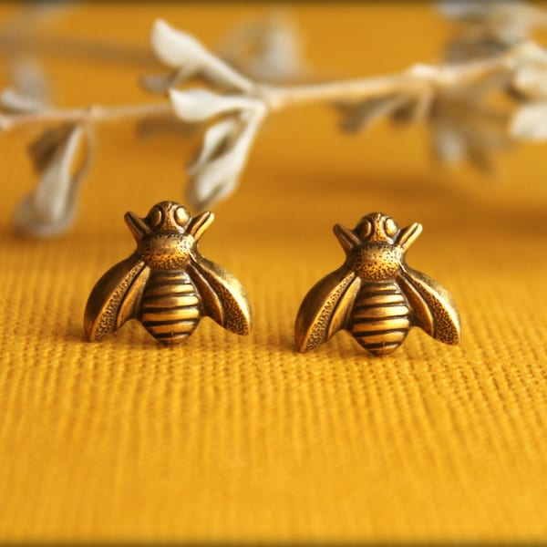 Bee Earrings, Available in Multiple Colors, Honeybee Bumblebee Earring Studs, Save the Bees, Earthy Nature Inspired, Bee Jewelry Accessory