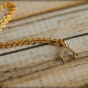 Tiny Wishbone Necklace, Available in Sterling Silver and in Bronze / Gold image 5