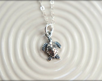 Sea Turtle Necklace in Sterling Silver