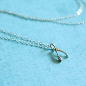 Tiny Wishbone Necklace, Available in Sterling Silver and in Bronze / Gold image 8