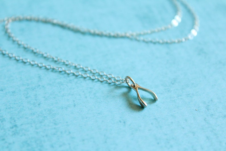 Tiny Wishbone Necklace, Available in Sterling Silver and in Bronze / Gold image 8