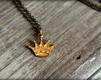 Raw Brass Crown Necklace