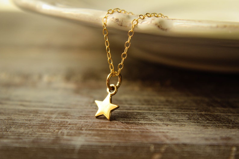 Tiny Star Necklace, Available in Sterling Silver and Bronze & Gold Filled, Minimalist Jewelry, Any Day Everyday Accessory, Celestial Space Bronze & Gold Filled