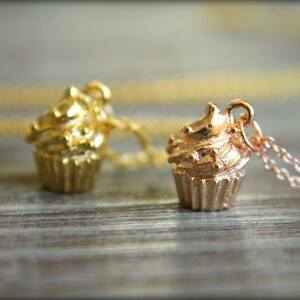 Cupcake Necklace, Available in Gold and Rose Gold