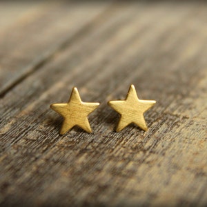 Small Star Earring Studs, Available in Multiple Finishes, Stainless Steel Posts, Simple Star Jewelry, Celestial Body, Night Sky, Smooth Star