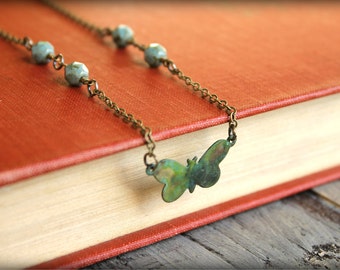 Verdigris Butterfly Necklace