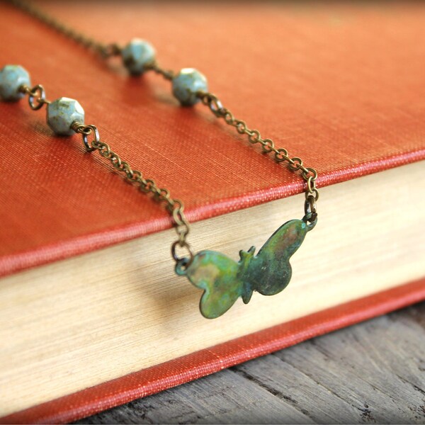 Verdigris Butterfly Necklace