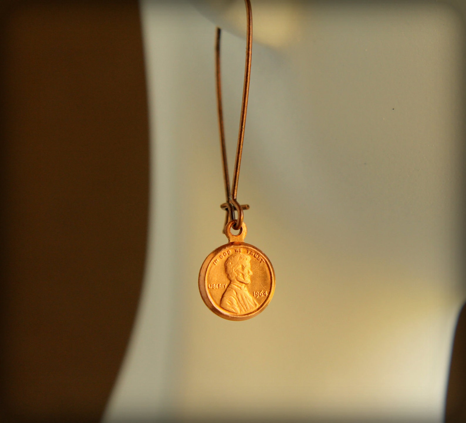 Tiny Copper Penny Earrings Etsy