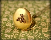 Brass Bee Locket Necklace, Smaller Bee Size, Gold Tone Locket, Bee Jewelry, Save the Bees, Honeybee Bumblebee, Mixed Metals