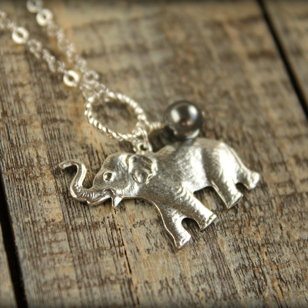 Roaring Elephant Necklace in Silver