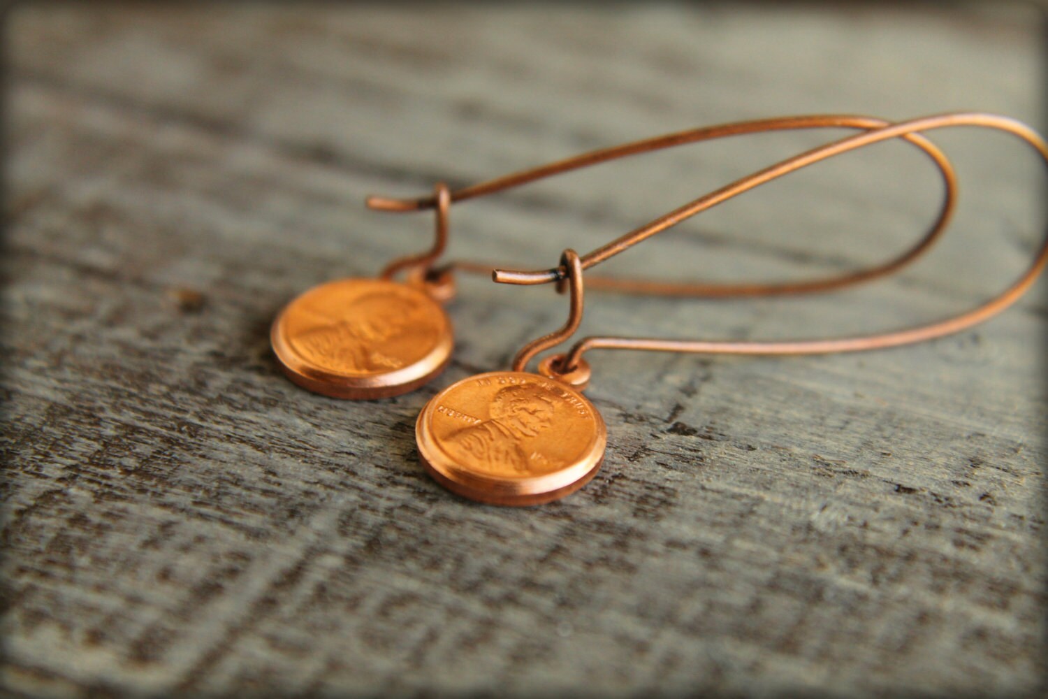 Tiny Copper Penny Earrings Etsy