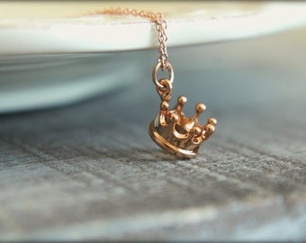 Crown Necklace, Available in Gold and Rose Gold