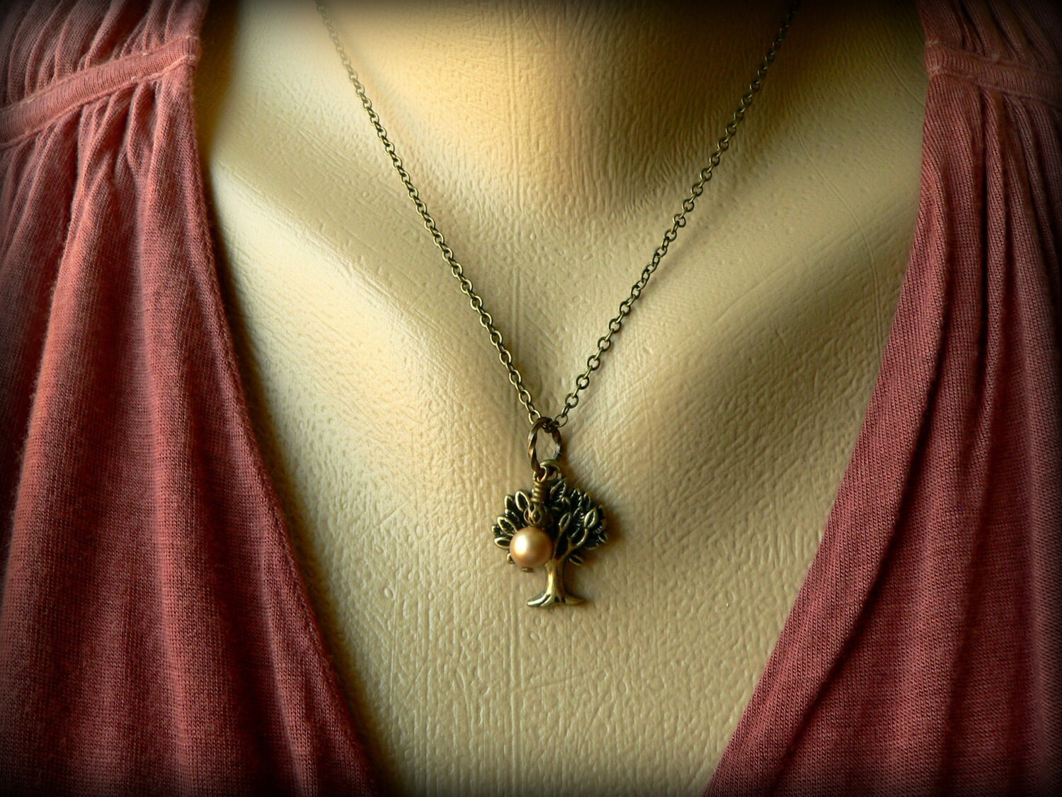 Oak Tree Necklace in Aged Brass Etsy