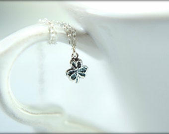 Tiny Clover Necklace in Sterling Silver