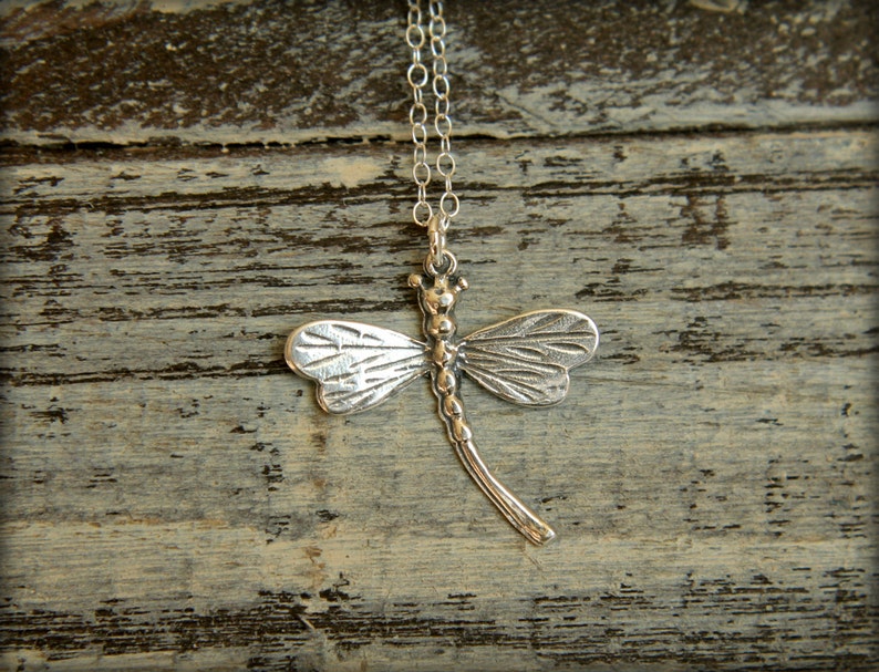 Dragonfly Necklace in Sterling Silver image 1