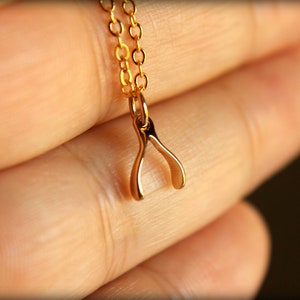 Tiny Wishbone Necklace, Available in Sterling Silver and in Bronze / Gold image 2